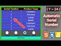 How to make automatic serial number html css js