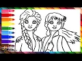 Drawing and Coloring Elsa and Anna from Frozen Drawings for Kids