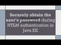 Securely obtain the user s password during NTLM authentication in Java EE