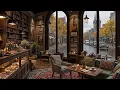Download Lagu Autumn Jazz Piano 4K 🍁 Cozy Coffee Shop Ambience with Rain Sounds for Relax and Study