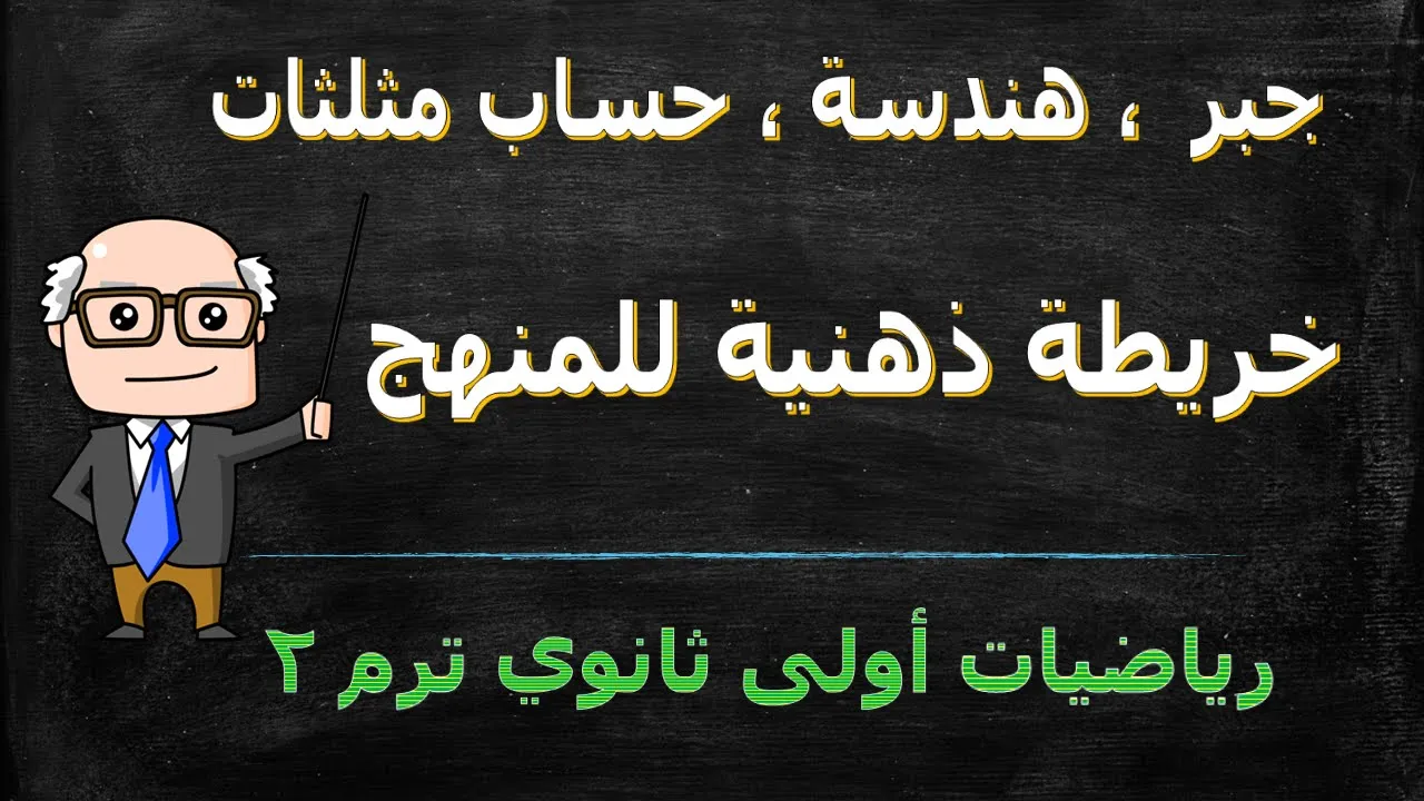 خريطة ذهنية رياضيات جبر ، هندسة ، حساب مثلثات للصف الاول الثانوي ترم ثاني  مراجعة ليلة الامتحان