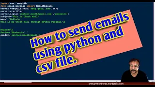 Python Programs Season-1 Episode - 8 How to send emails using CSV file and Python