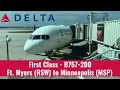 4K Delta Airlines B757-200 First Class Ft Myers RSW To Minneapolis MSP
