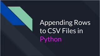 Python - Data to CSV Files