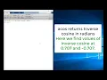 How MATLAB acos gives inverse cosine in radians
