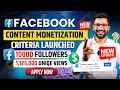 Facebook Content Monetization Criteria Launched | 10,000 Followers 1,50,000/- Unique Views