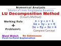 3 LU Decomposition Method Crout s Method Working Rule Problem Concept Numerical Methods