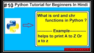 built-in chr and ord functions Python Tutorial For Beginners In Hindi