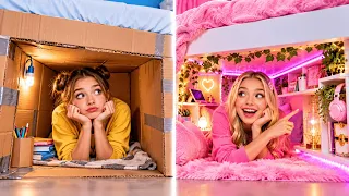 I Built a SECRET ROOM Under My Bed! 🛏️✨ Cheap vs Luxury DIY Challenge | 123 GO!
