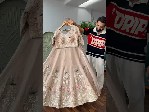 Beautiful Dusty peach Nude color Bids Embroidery work Lehenga choli for Wedding Function