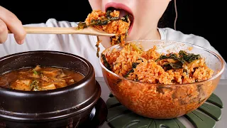 ASMR Yeolmu Bibimbap | Korean Home Meal | Soy Bean Stew (Doenjang-jjigae) | Mukbang