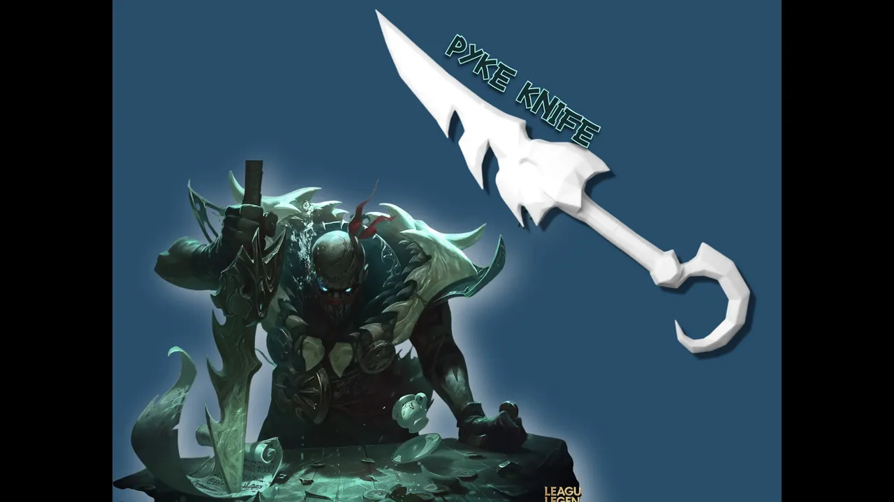 League of Legends Pyke Knife/dagger STL • 3D Printable Cosplay Weapon • LOL Prop File