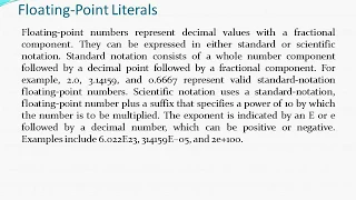 A Closer Look at Literals - Java Integer Floating-Point Boolean Escape Sequences String