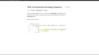 July 23 2024 LeetCode daily 1636 Sort Array by Increasing Frequency - Python solution