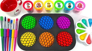 Slime Cutting ASMR. Satisfying Video l How To Make Rainbow Mixing Candy FROM 6 Color Squishy Balls