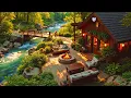 🏡 Cozy Streamside Cabin  Flowing Stream, Birds Singing & Gentle Piano Melodies