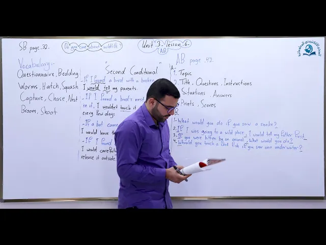 ⁣مادة اللغة الإنكليزية للصف الثالث المتوسط ،الوحدة الثالثة : الدرس السادس