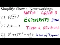 Mathematics Grade 8 Exponents Exam 3 mathszoneafricanmotives mathwithlightone