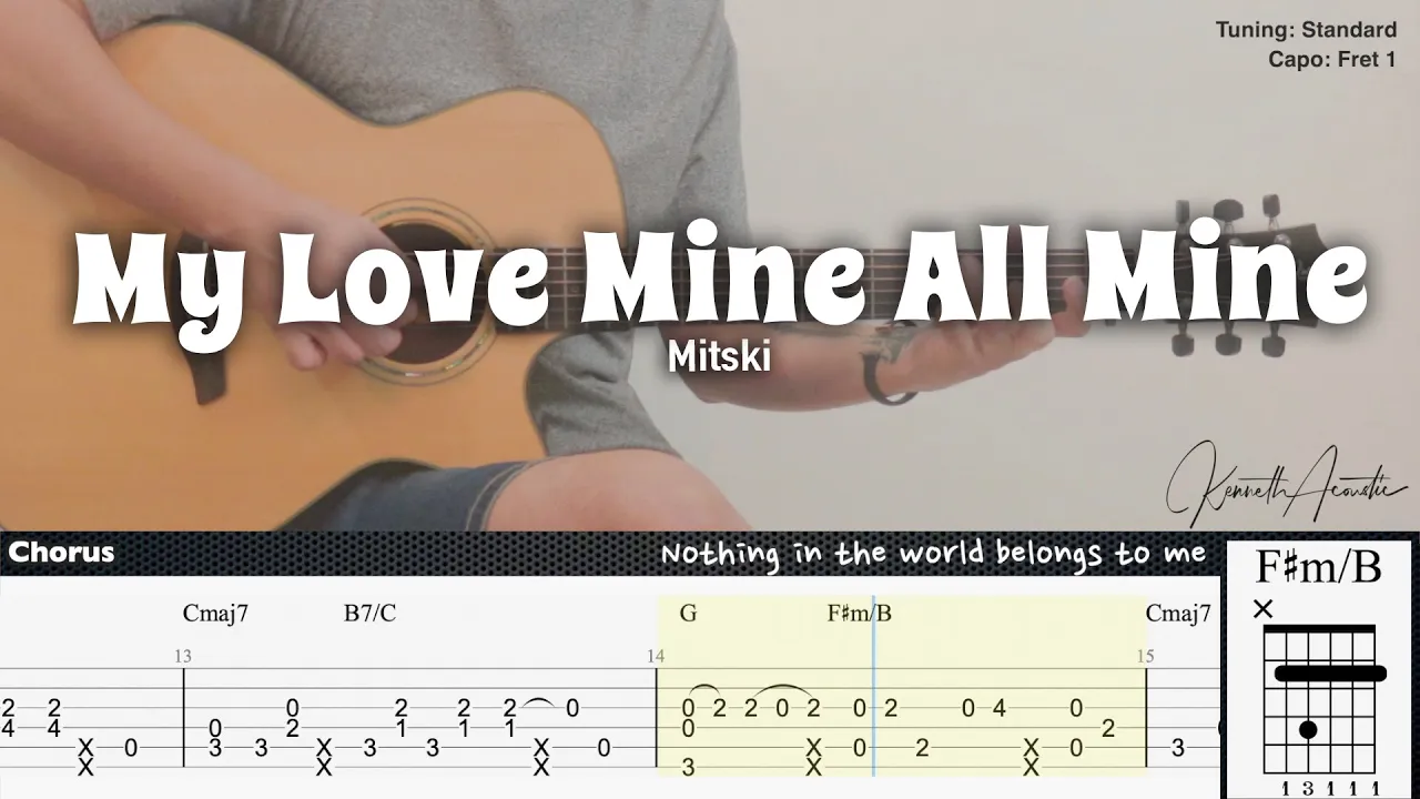 My Love Mine All Mine - Mitski | Fingerstyle Guitar | TAB + Chords + Lyrics