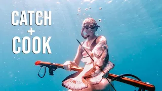 SPEARFISHING for the First Time! Learning to CATCH AND COOK for a Sustainable Life on the Sea Ep. 69