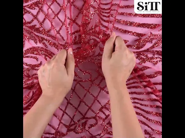 ผ้าลูกไม้กากเพชร [ลายหลุย]