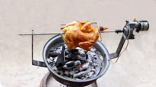 Cómo hacer una parrilla de máquina de pollo usando una rueda de automóvil vieja