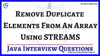 15 Remove Duplicate Elements From An Array Using Streams Java Interview Questions