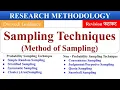 sampling techniques types of sampling probability non probability sampling Research methodology