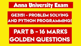 GE3151 Problem Solving and Python Programming Important Questions Engineering King