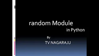34 random module and its functions with examples -- Python programming