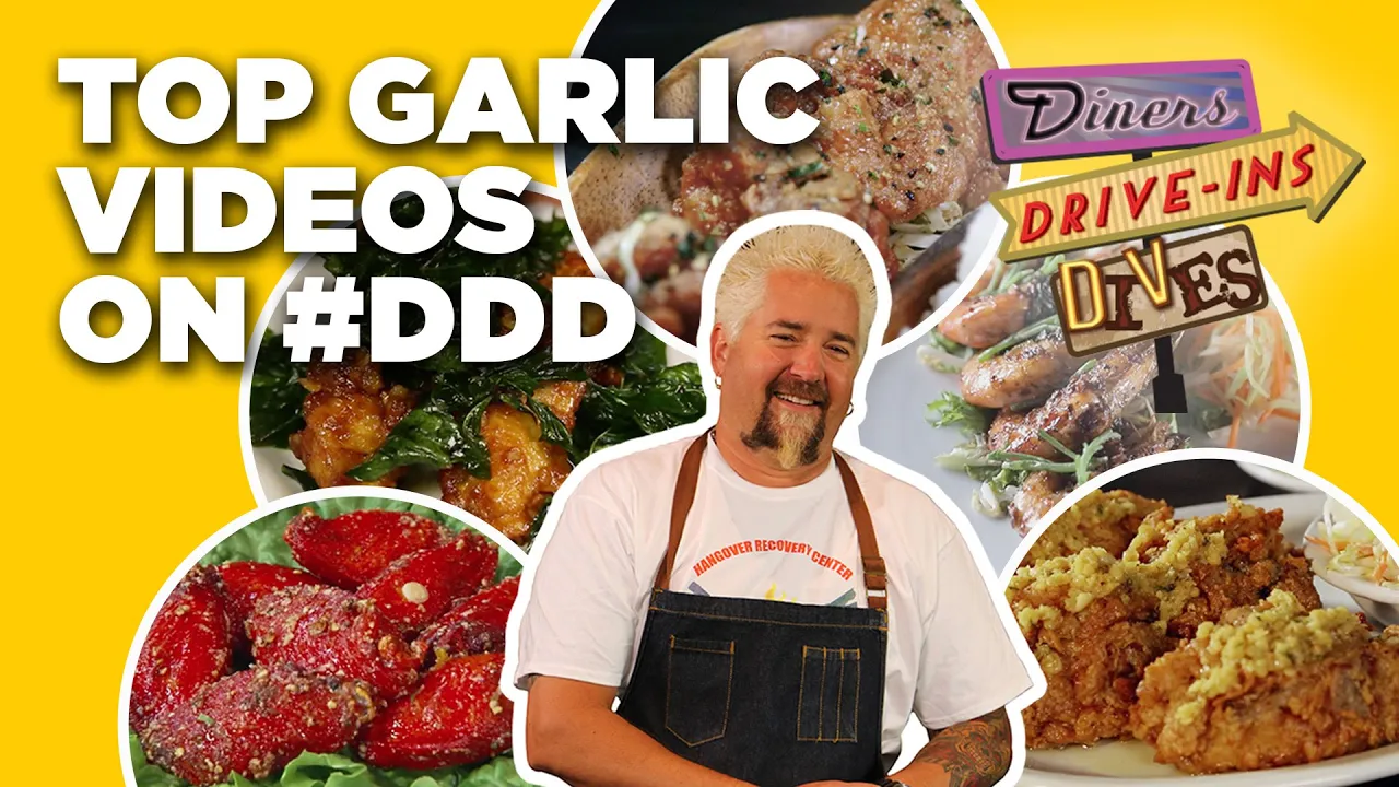 Top 10 #DDD Garlic Videos with Guy Fieri   Diners, Drive-Ins and Dives   Food Network