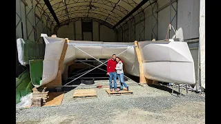 CATAMARAN BUILD – 48 Hours In & We’re THIS Far! (MJ Sailing – Ep 179)
