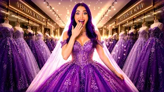 Probando VESTIDOS de NOVIA morados!😱💜