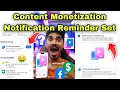 Lagu Notification reminder set content monetization 🤑 Notification reminder set facebook 😍 facebook earn