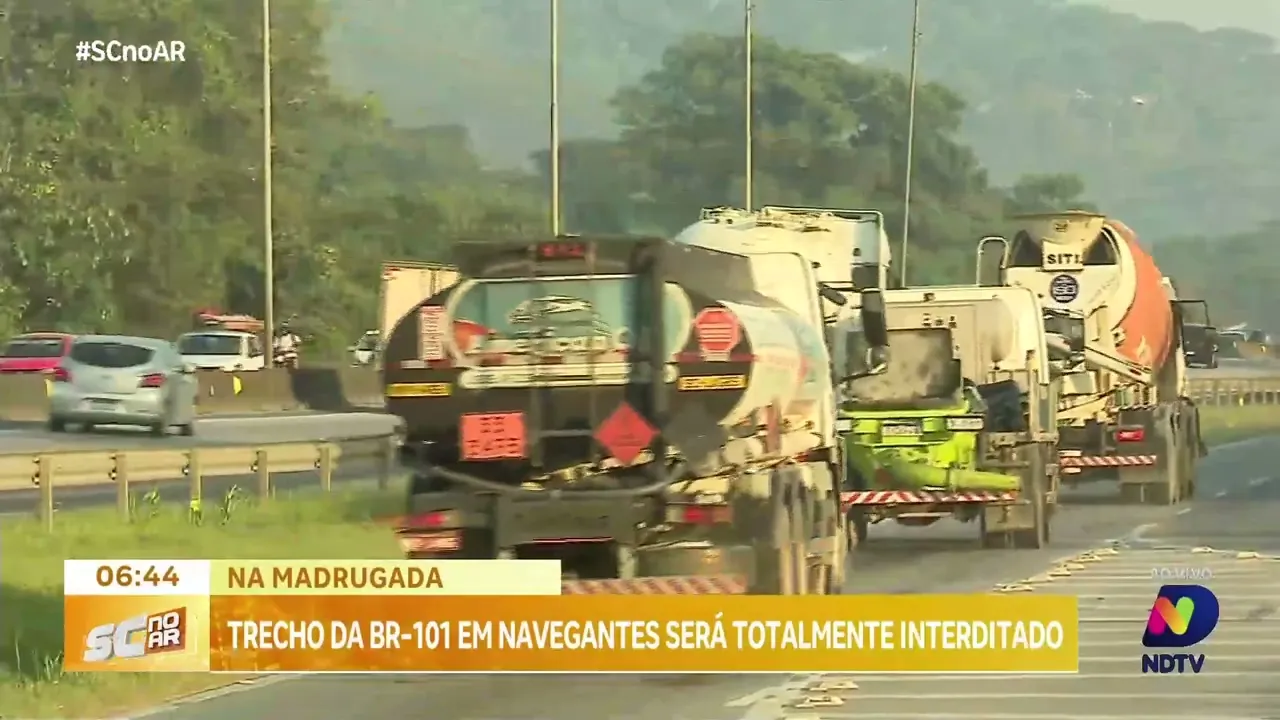 Techo da BR-101, em Navegantes, será interditado para obras