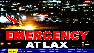 LAX BREAKING NEWS DHL 737 Brakes Lock Tire Explodes Catches Fire on Landing