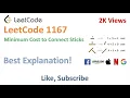 Leetcode 1167 Minimum Cost to Connect Sticks - Amazon Interview Question Solved Priority Queue