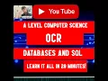 A level Computer Science OCR Unit 4 - Databases and SQL