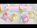 crochet heart drawstring pouch absolute beginner tutorial how to crochet heart granny square pouch