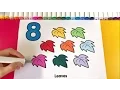 Kids Coloring Number 8 and Leaves