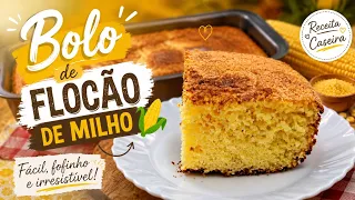 BOLO FLOCÃO DE MILHO  QUE FICA FOFINHO E IRRESISTÍVEL! SUA FAMILIA E AMIGOS VÃO AMAR!