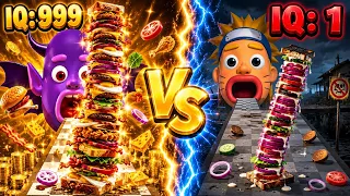 Sandwich Runner Level IQ : 999 VS IQ : 1 🍔🌮 #shorts #ytshort #funny 