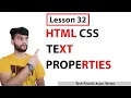 Lesson 32 CSS TEXT PROPERTY How to use css text properties in HTML