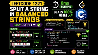 LeetCode 1221 in 0ms Split a String in Balanced Strings Easy C