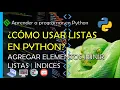 ADDING ITEMS TO A LIST IN PYTHON INDEXES PART 2 PYTHON COURSE