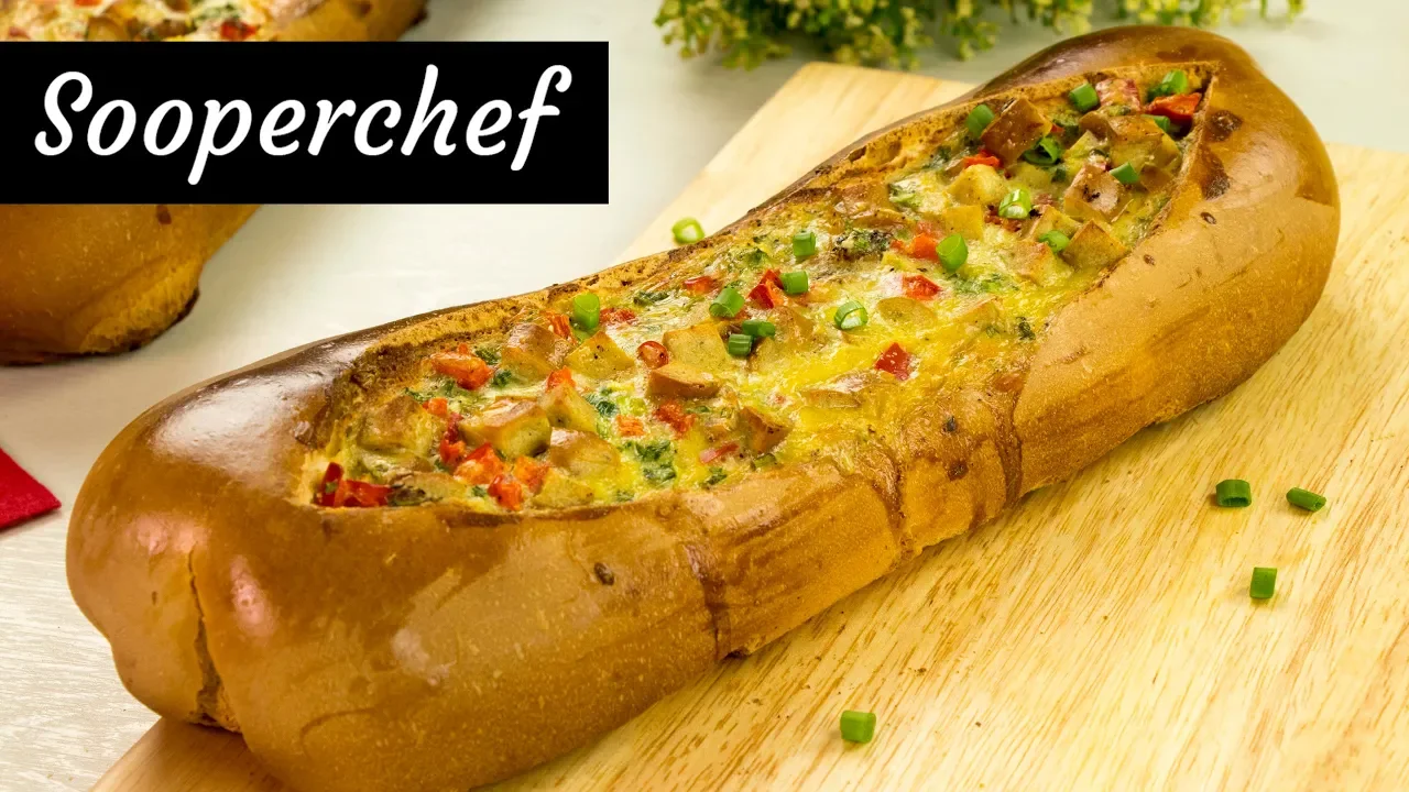 Cheesy Breakfast Egg Boat With Sausage By SooperChef