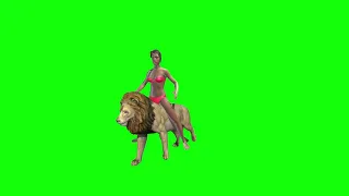 free green screen animation bikini lady riding lion scenes pack