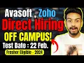Avasoft Zoho Wipro Direct Hiring Announced OFF Campus Drive For 2025 2024 Batch Fresher Jobs