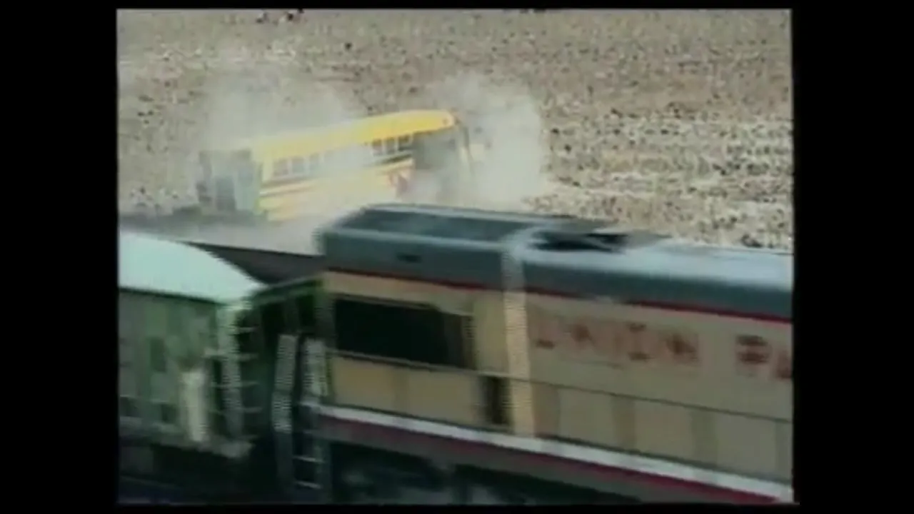 Train Hits School Bus Meme in "Velocity: Runaway Trains"