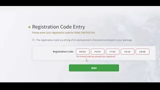 FF XIV ISSUE - Registration Code Entry
